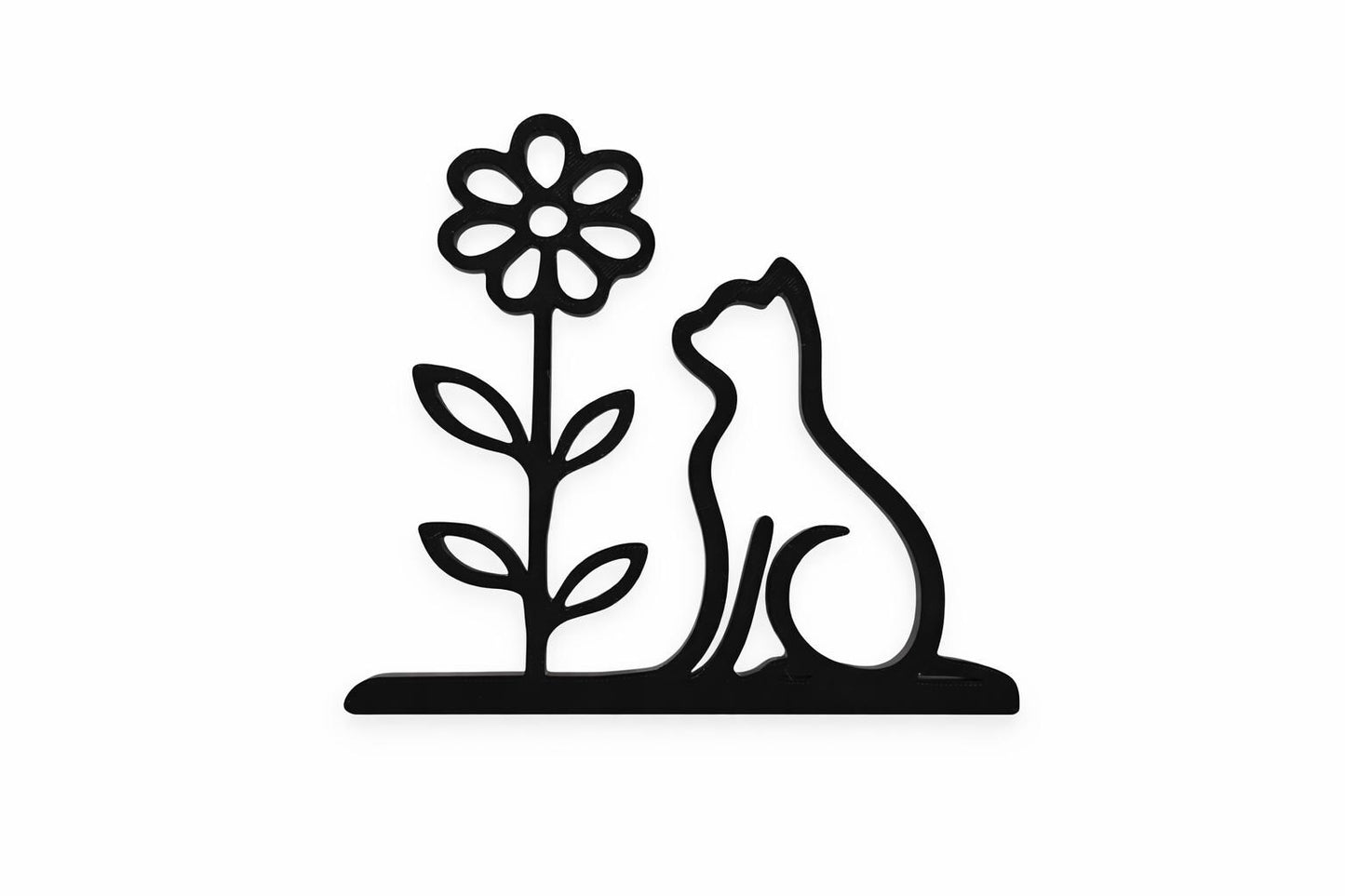 Minimalist Cat Flower Sculpture | 3D Printed PLA Decor | Cat Lover Gift