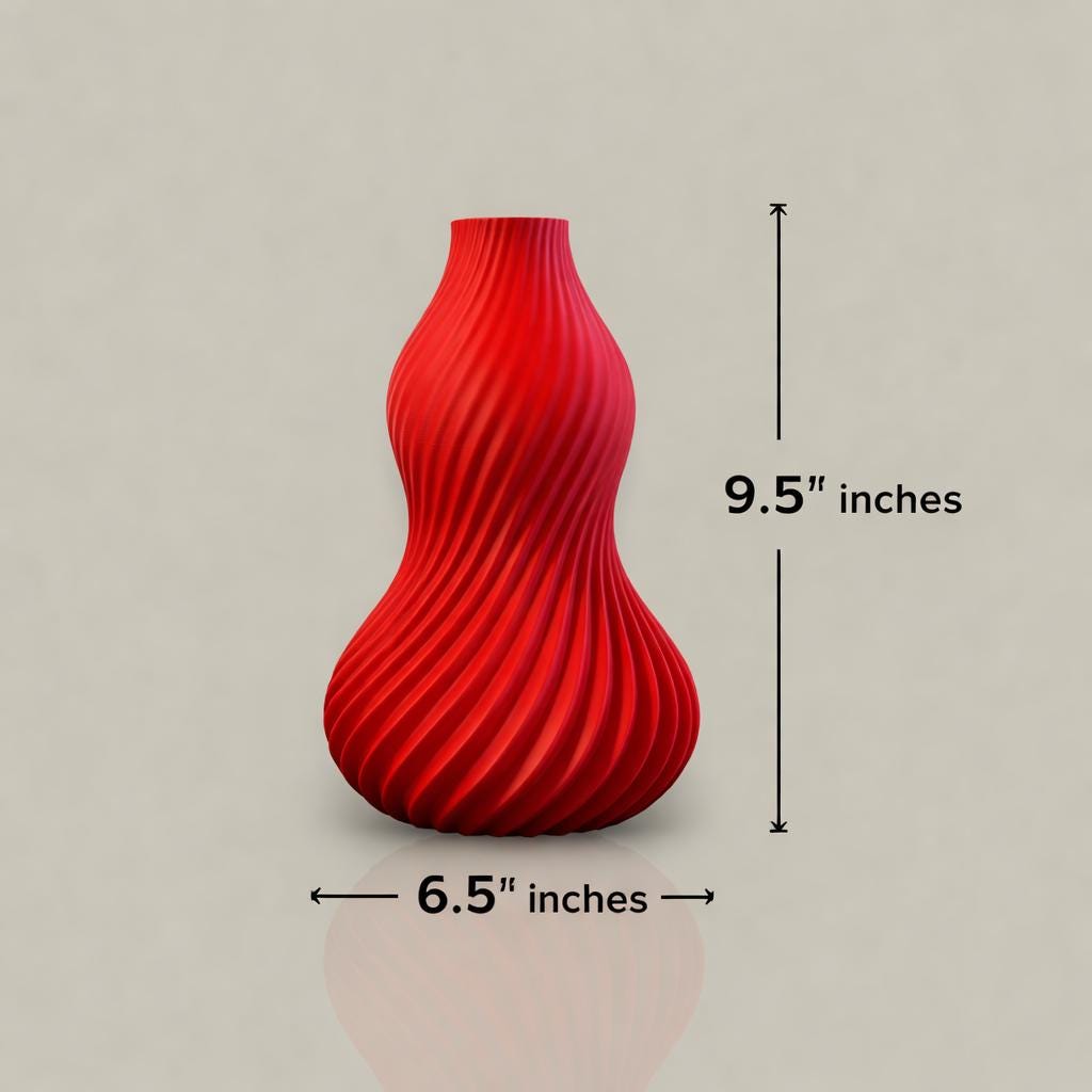 3D Printed Spiral Vase | Modern Minimalist Home Decor Flower Vase