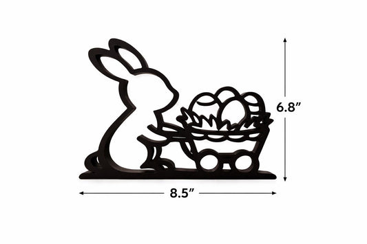 3D Printed Easter Bunny with Egg Basket Sculpture | Minimalist Spring Decor