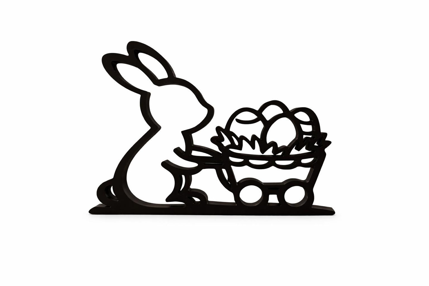 3D Printed Easter Bunny with Egg Basket Sculpture | Minimalist Spring Decor