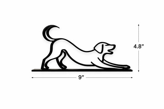 3D Printed Dog Sculpture | Minimalist Line Art Pet Decor, Matte Black/Silver (4.78x9 inch)
