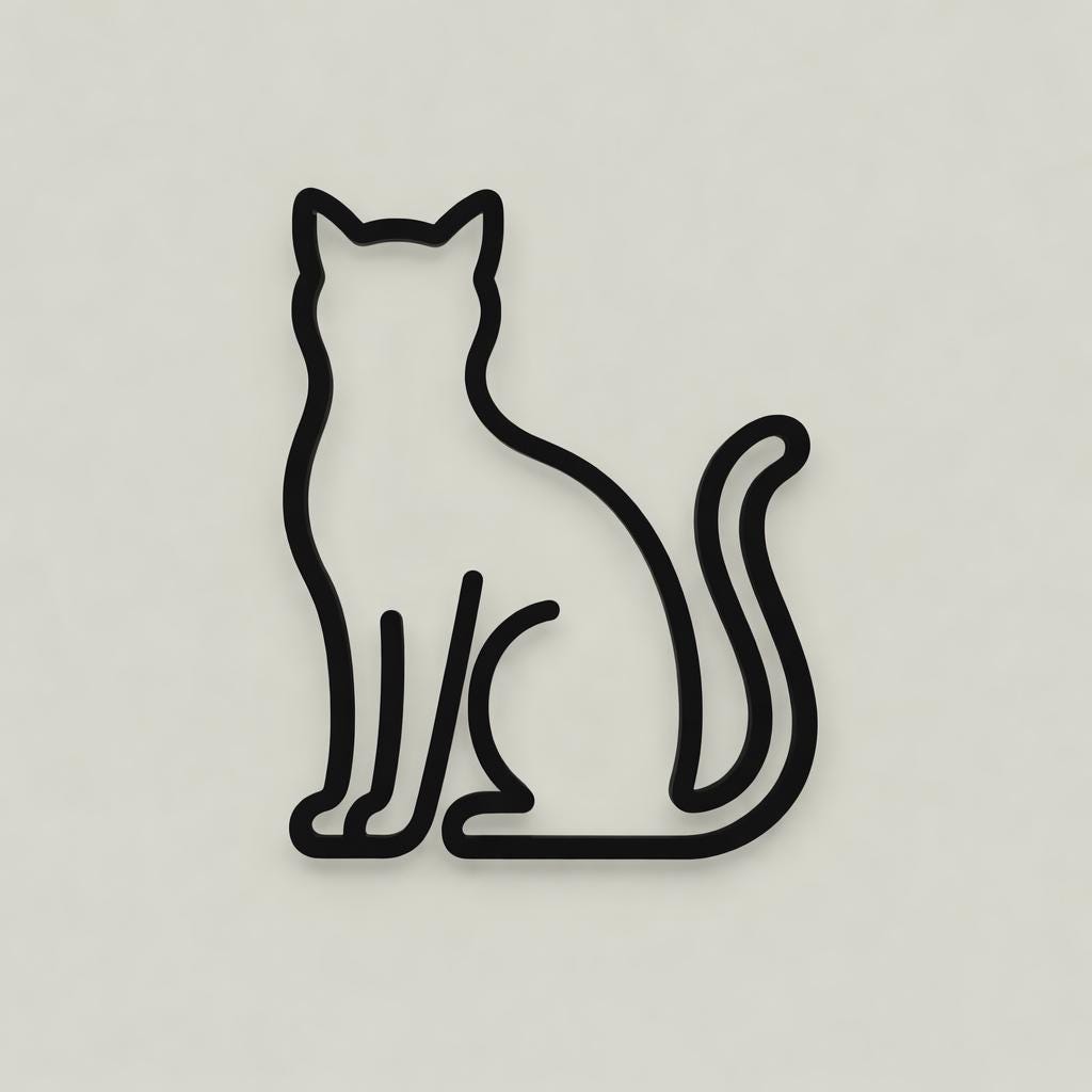 3D Printed Sitting Cat Sculpture | Minimalist Line Art Animal Decor