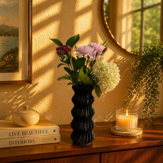 Tall 3D Printed Wave Vase | Modern Minimalist Sculptural Home Decor