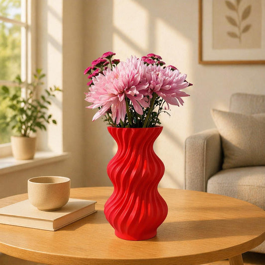 Modern Wavy Vase | 3D Printed PLA Flower Holder, Minimalist Home Decor