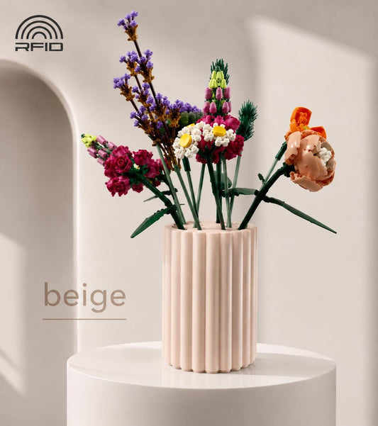 3D Printed Brick Flower Vase, Modern Ribbed Minimalist Decor, Botanical Bouquet Vase