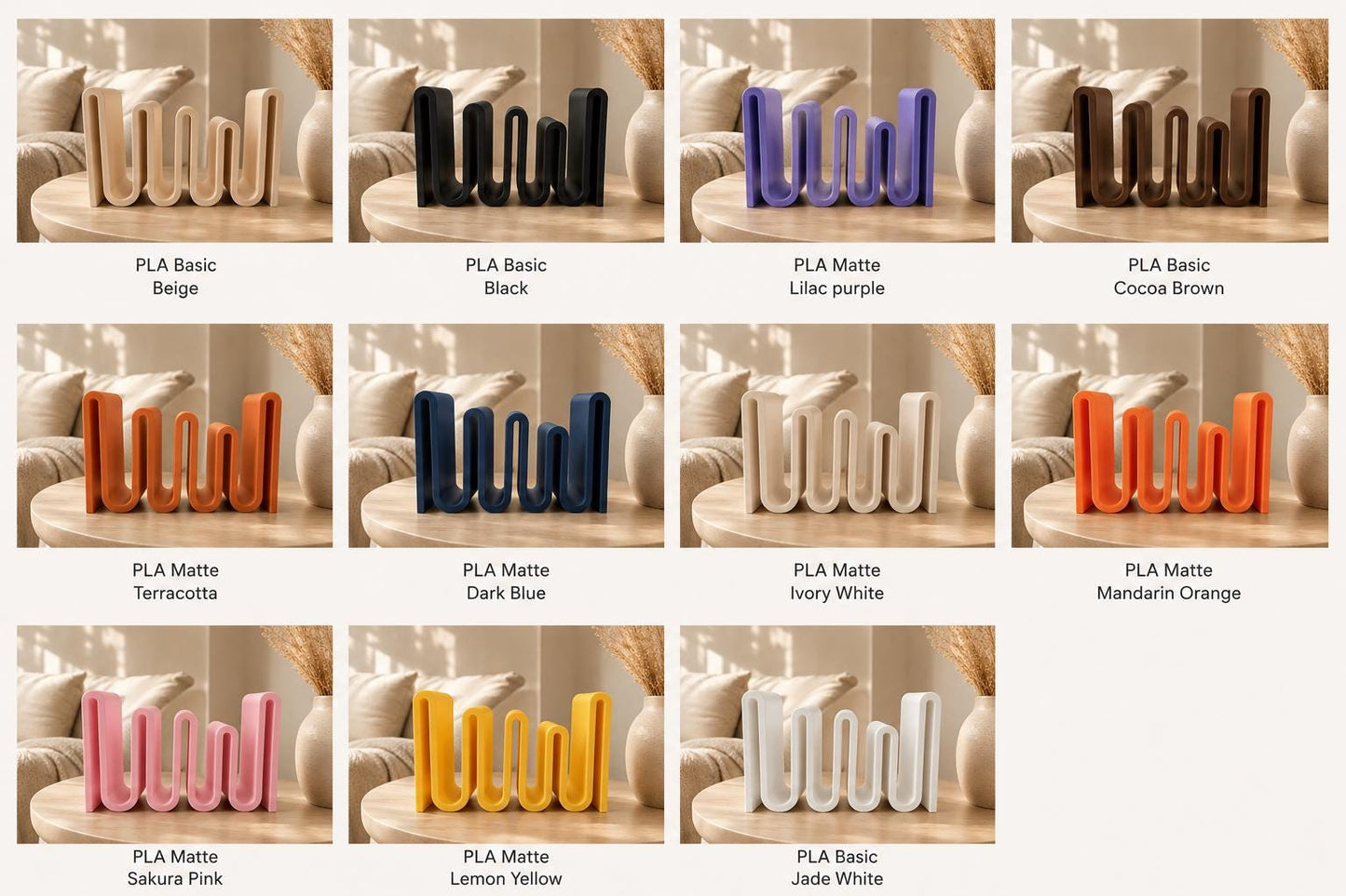 Wavy Bookshelf, Book Holder, 3D Printed Book Organizer, Modern Desk Shelf, Japandi Decor, Minimalist Book Storage, Book Lover Gift