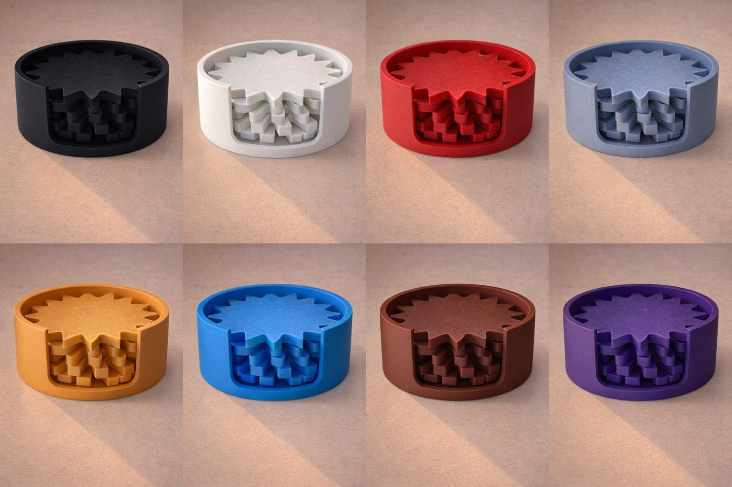 3D Printed Geometric Coaster Set | Modern Flower Drink Coasters Holder