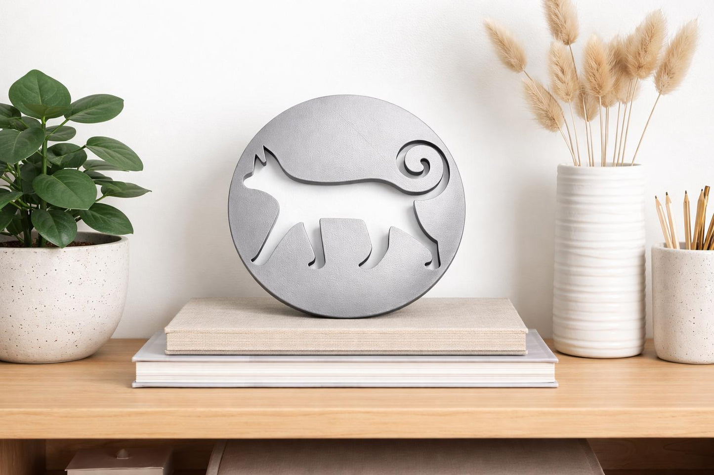 3D Printed Cat Silhouette Wall Decor – Minimalist Modern Art Sculpture