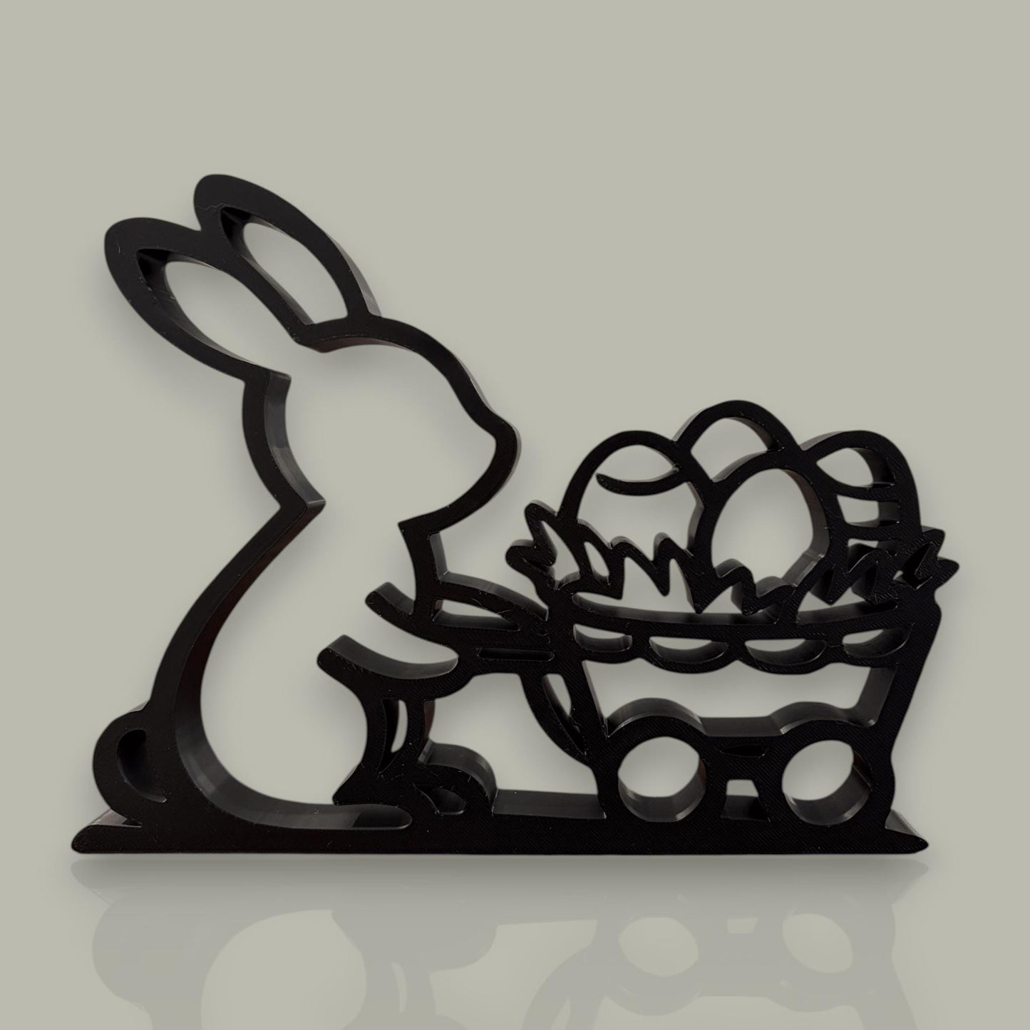 3D Printed Easter Bunny with Egg Basket Sculpture | Minimalist Spring Decor