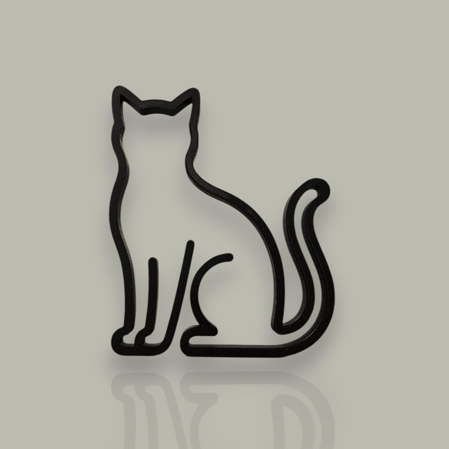 3D Printed Sitting Cat Sculpture | Minimalist Line Art Animal Decor