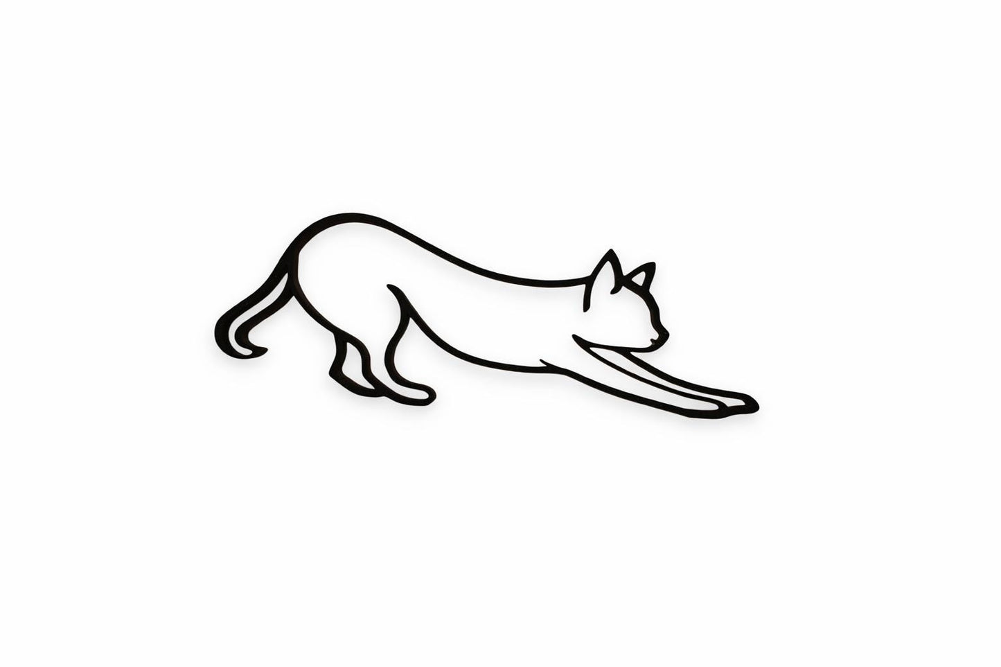 Stretching Cat Sculpture | Minimalist 3D Printed Cat Art | Black PLA Decor