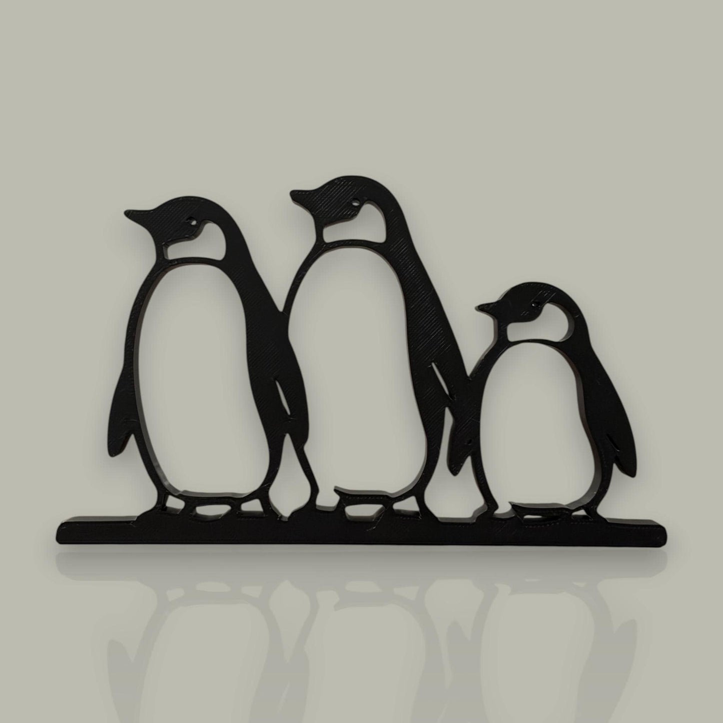 3D Printed Penguin Family Sculpture | Minimalist Animal Art, Winter Decor