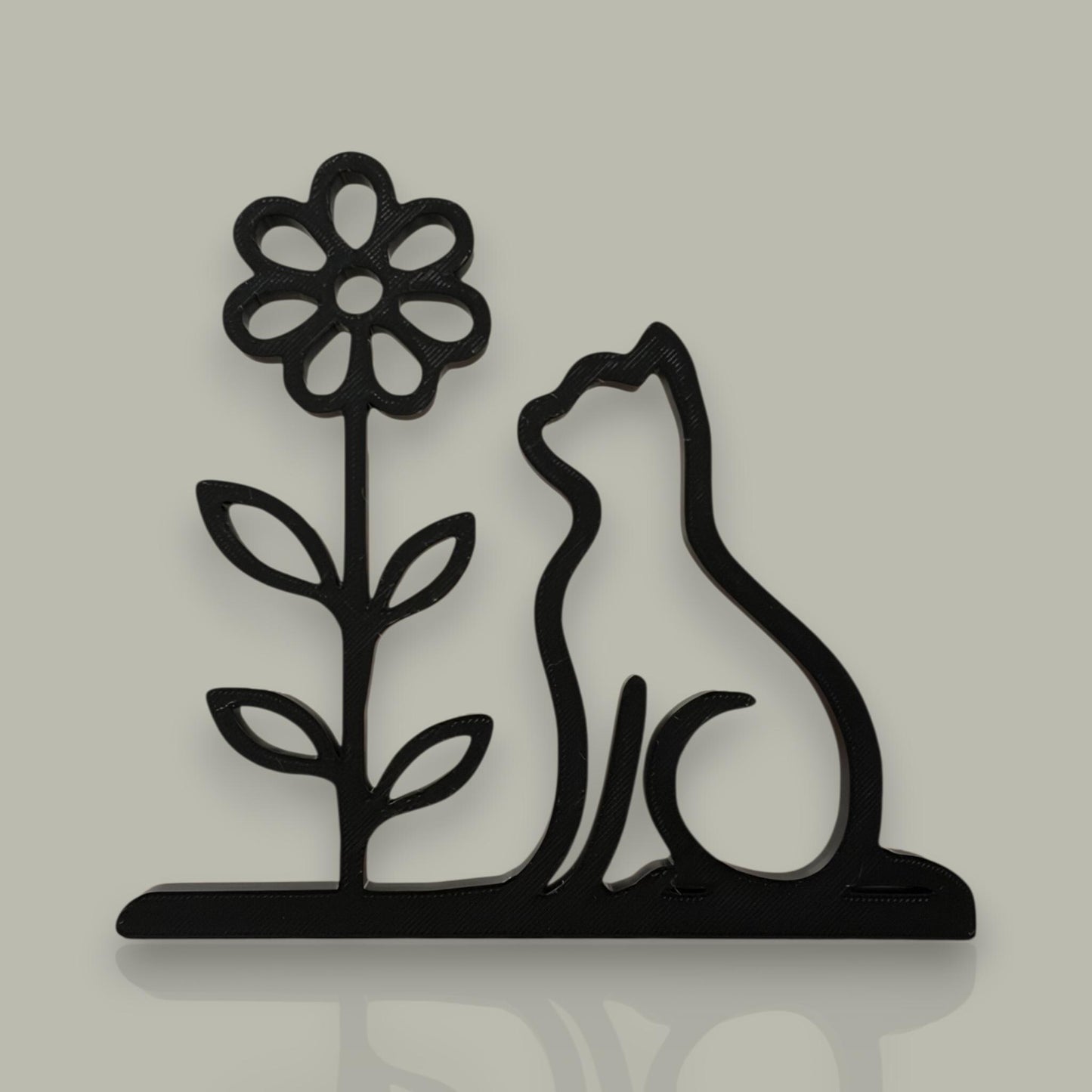 Minimalist Cat Flower Sculpture | 3D Printed PLA Decor | Cat Lover Gift