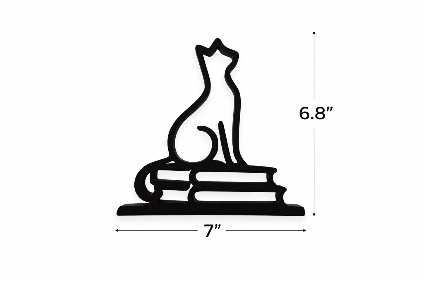 3D Printed Cat on Books Sculpture | Minimalist Literary Decor