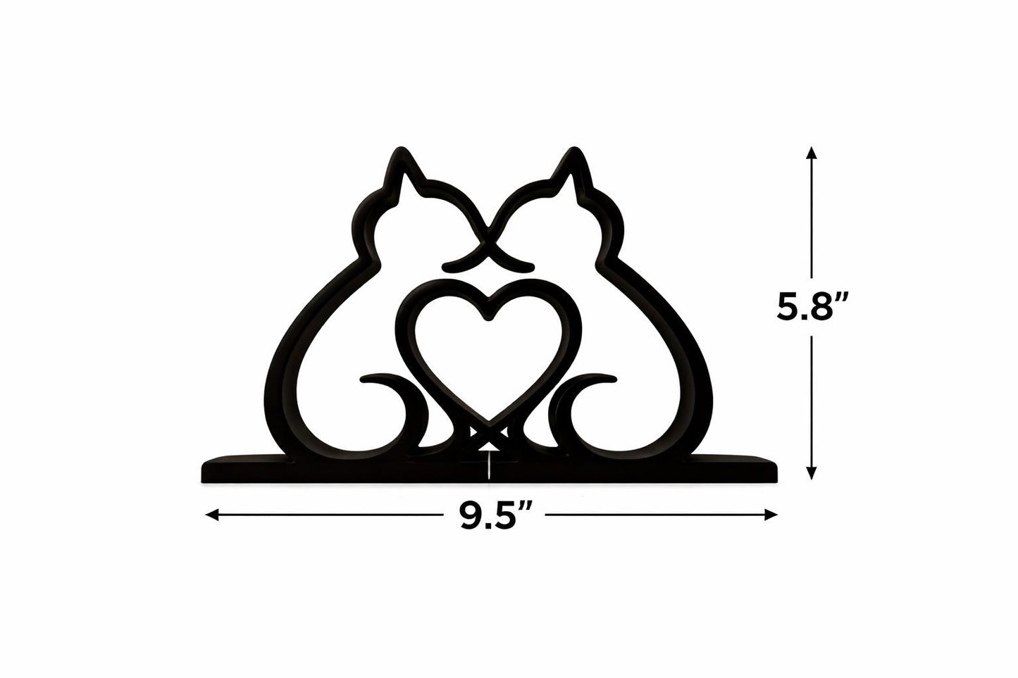 Minimalist Cat Couple Sculpture with Heart | 3D Printed Cat Art, Romantic Decor