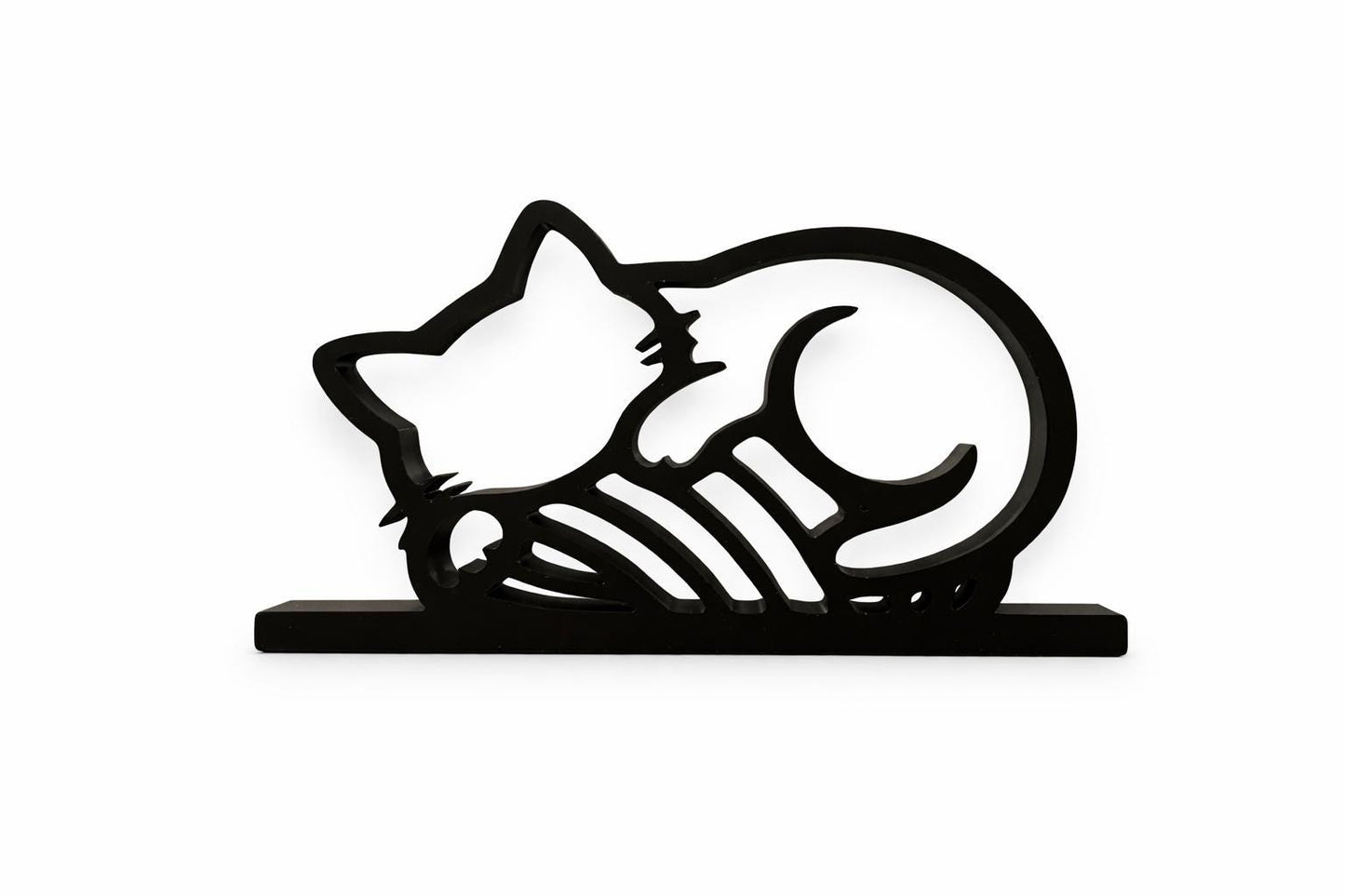 3D Printed Sleeping Cat Sculpture | Minimalist Line Art Cat Decor