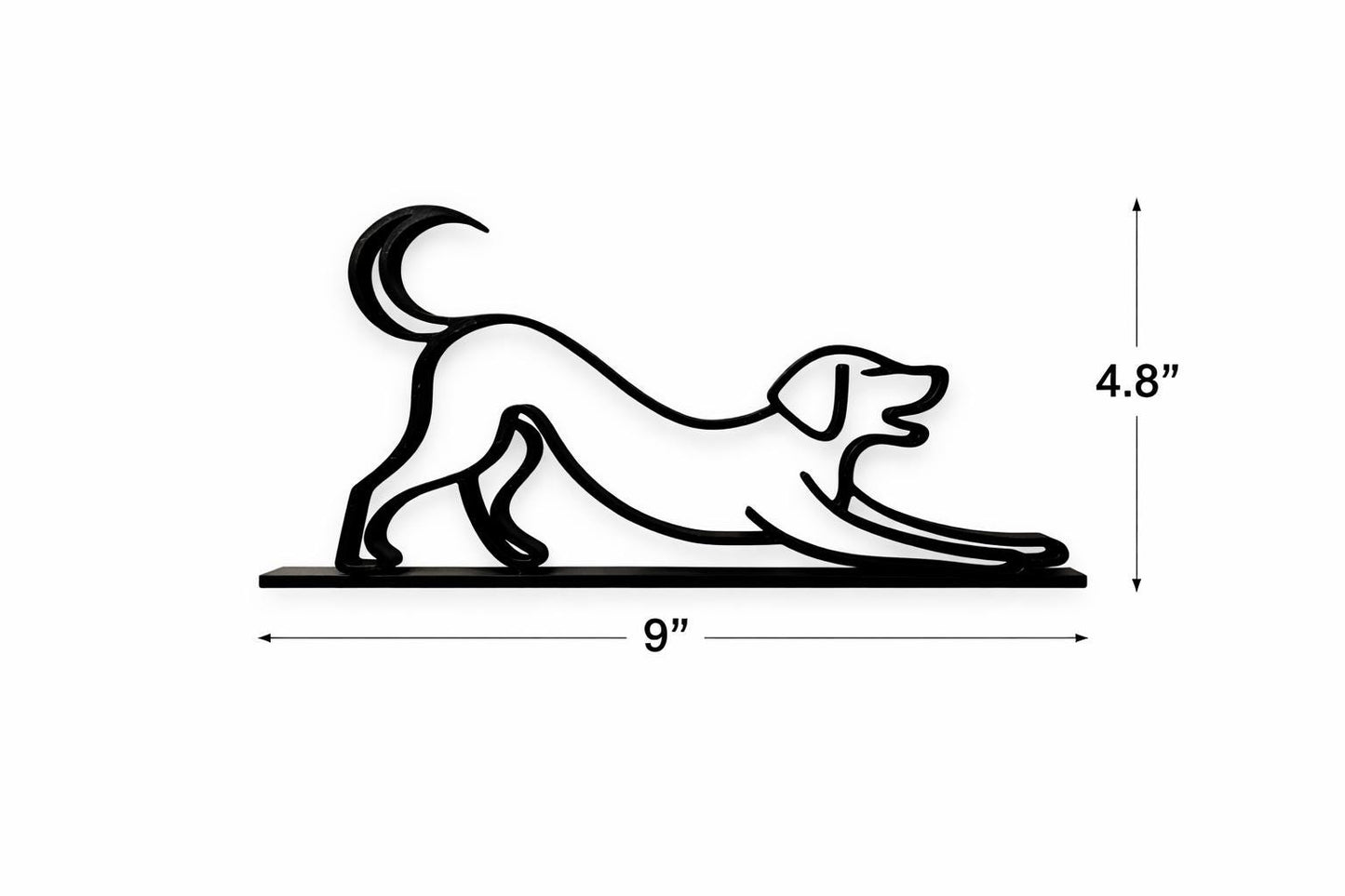 3D Printed Dog Sculpture | Minimalist Line Art Pet Decor, Matte Black/Silver (4.78x9 inch)