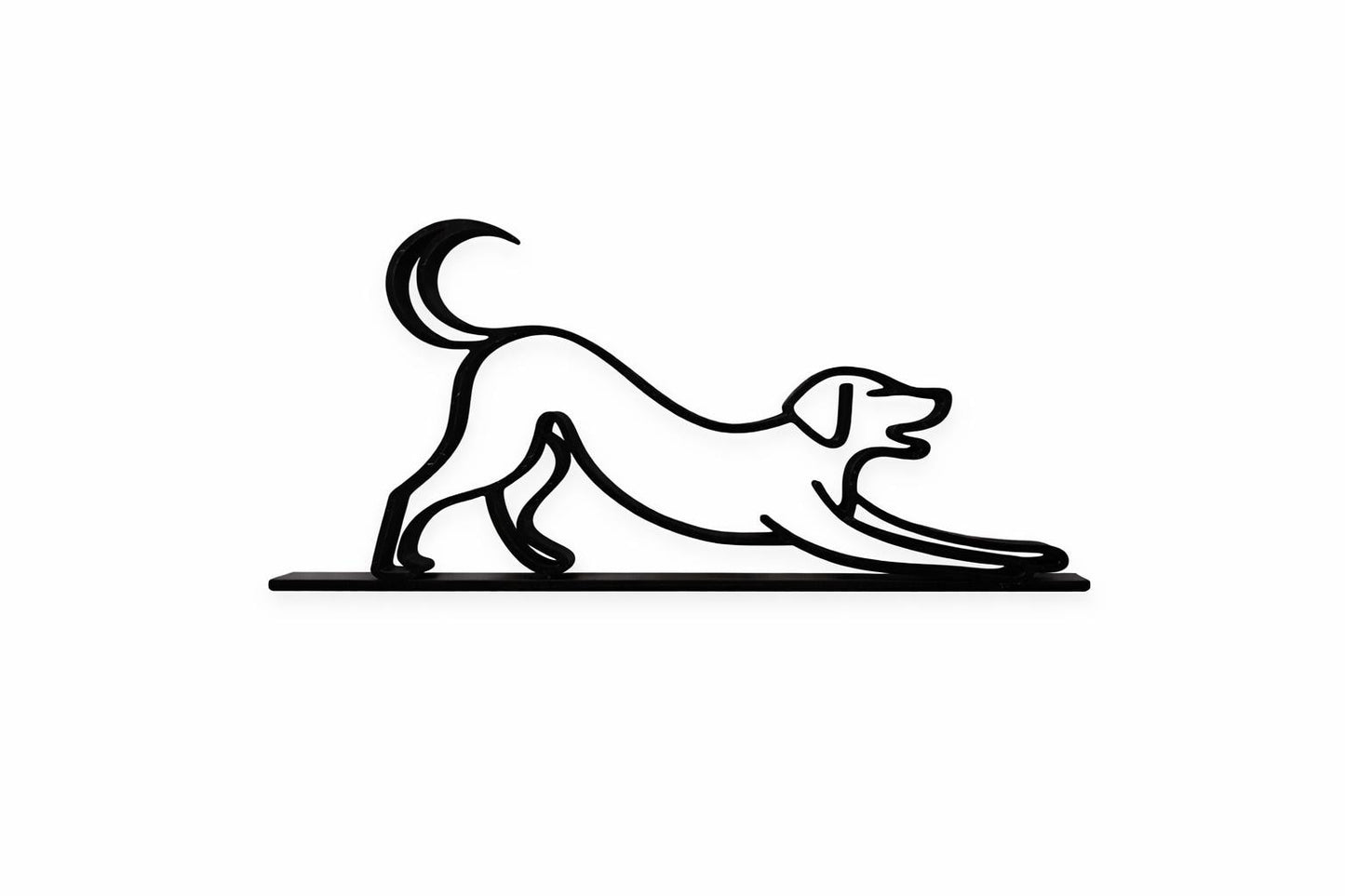 3D Printed Dog Sculpture | Minimalist Line Art Pet Decor, Matte Black/Silver (4.78x9 inch)