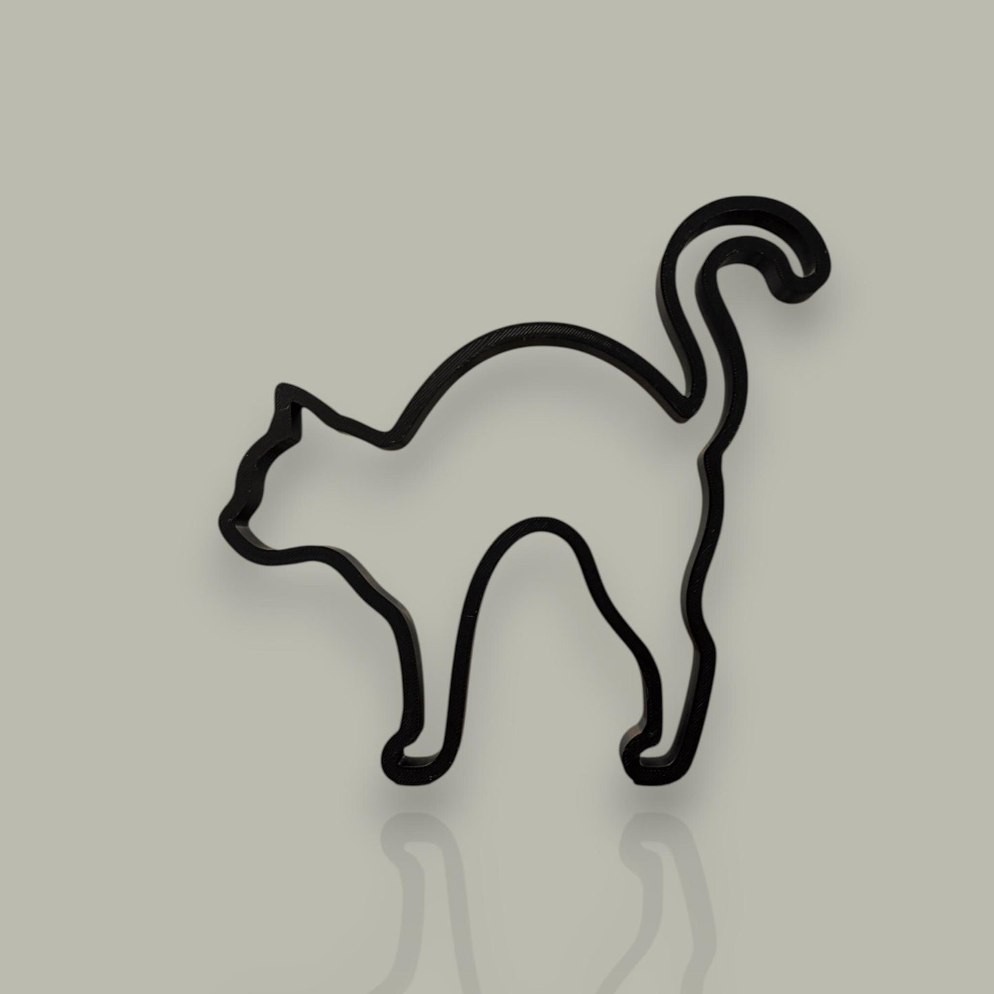 Arched Back Cat Sculpture | Minimalist Halloween Gothic Decor (3D Printed)