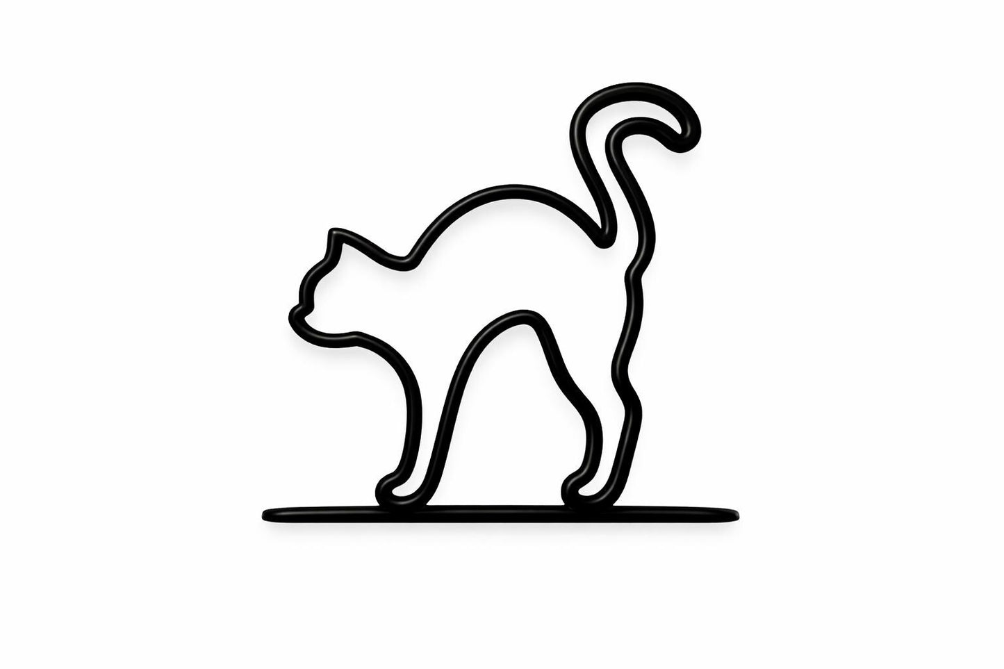 Arched Back Cat Sculpture | Minimalist Halloween Gothic Decor (3D Printed)