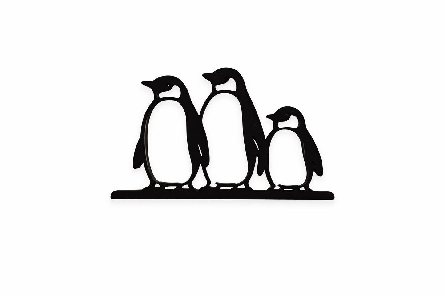 3D Printed Penguin Family Sculpture | Minimalist Animal Art, Winter Decor