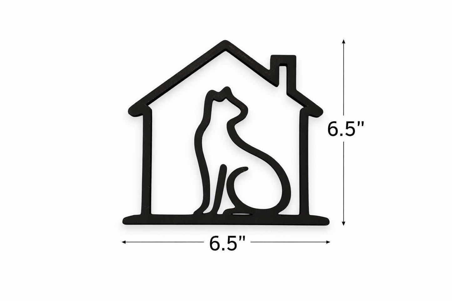 3D Printed Cat in House Sculpture | Minimalist Cat Lover Decor, Cozy Home Art