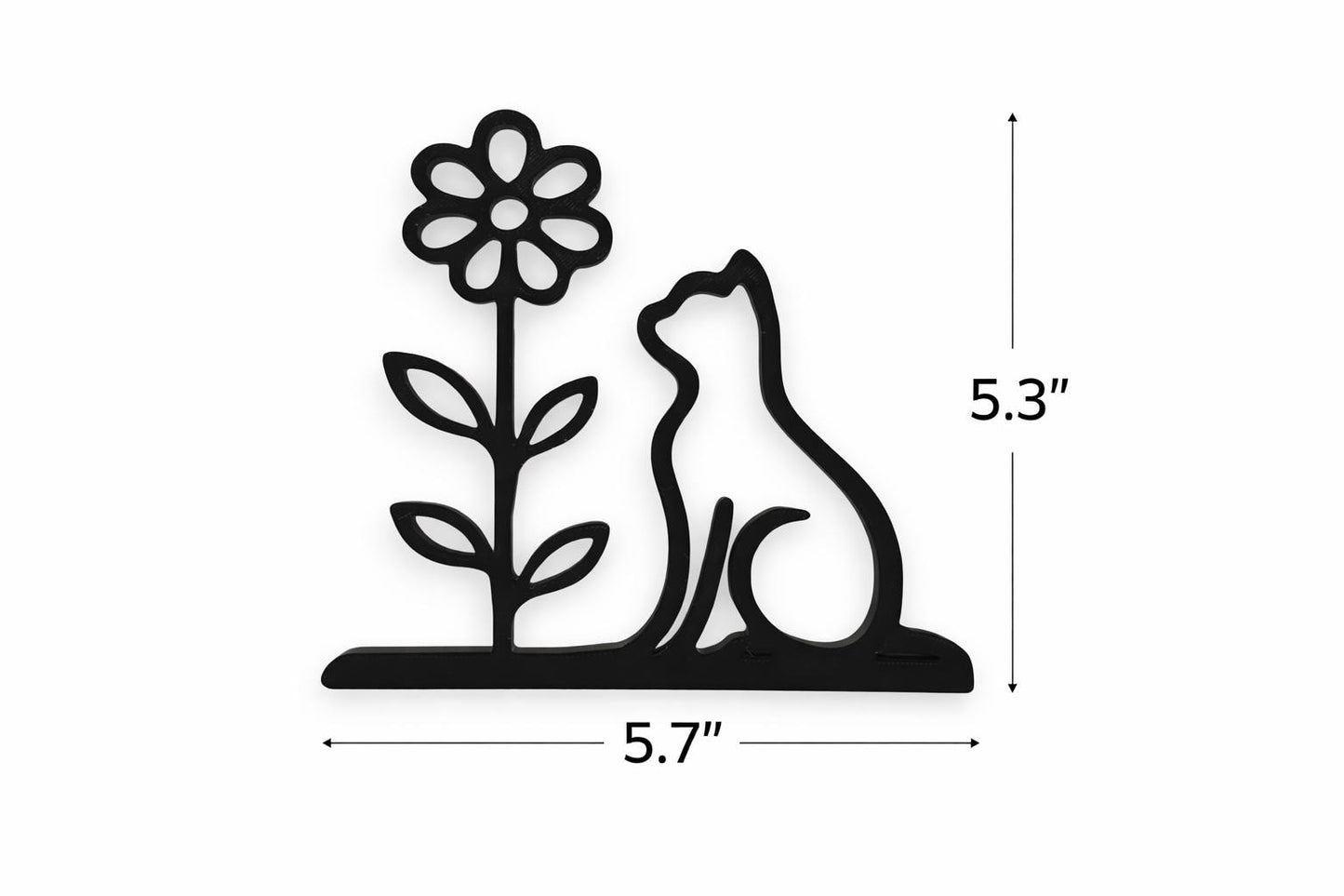Minimalist Cat Flower Sculpture | 3D Printed PLA Decor | Cat Lover Gift