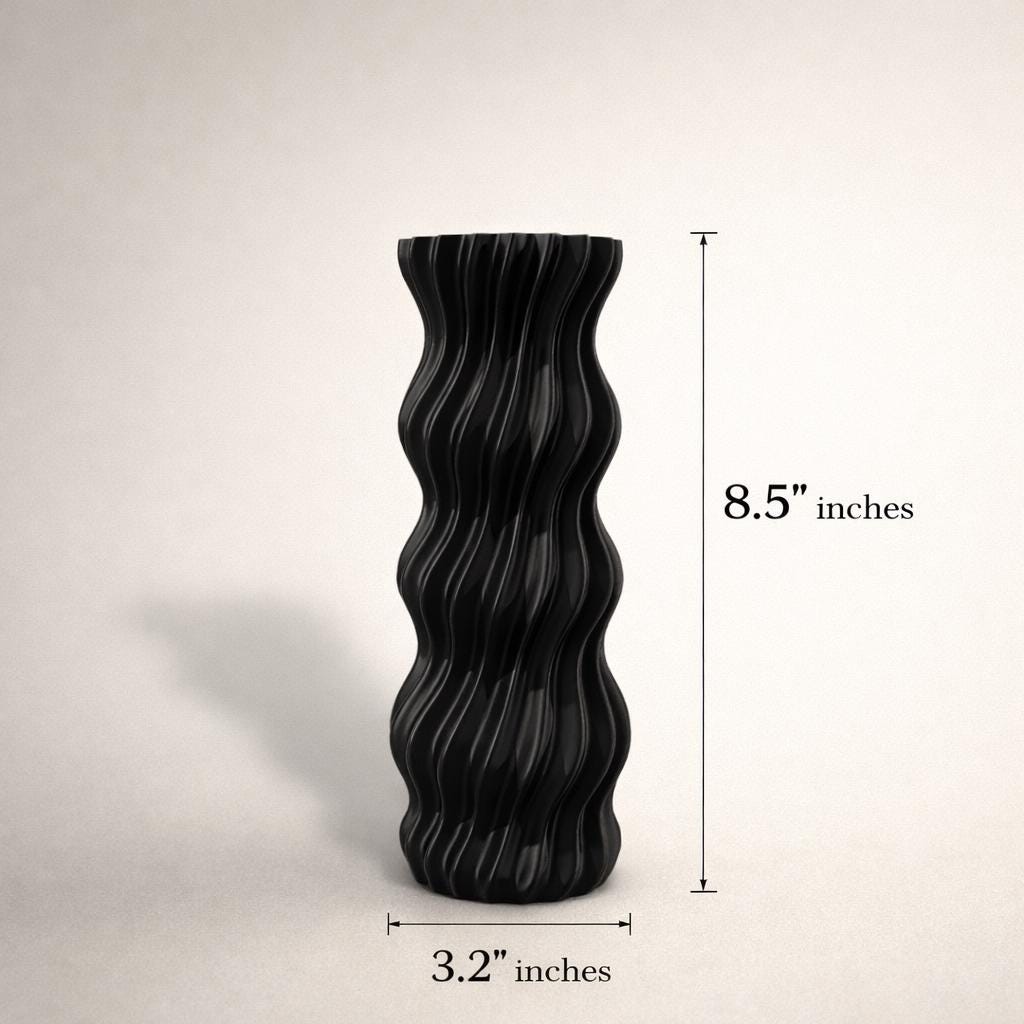 Tall 3D Printed Wave Vase | Modern Minimalist Sculptural Home Decor