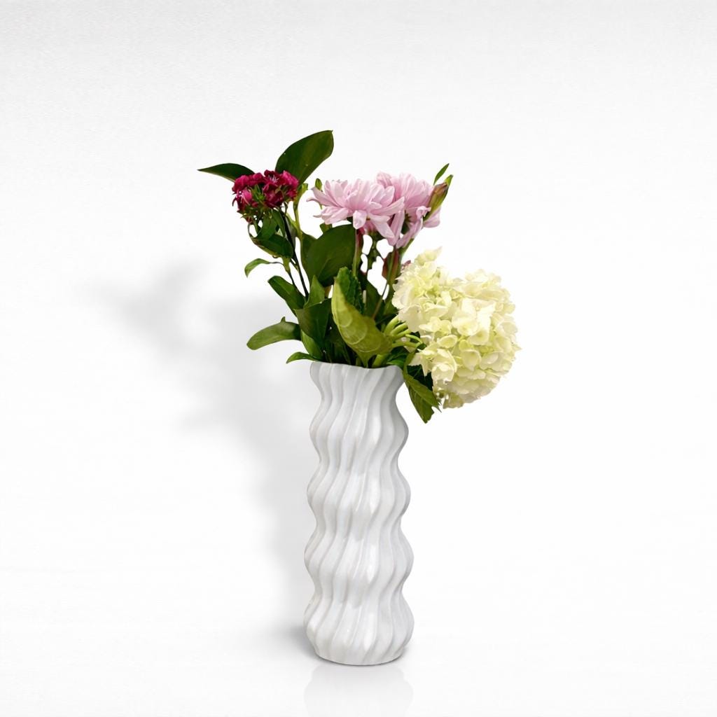 Tall 3D Printed Wave Vase | Modern Minimalist Sculptural Home Decor