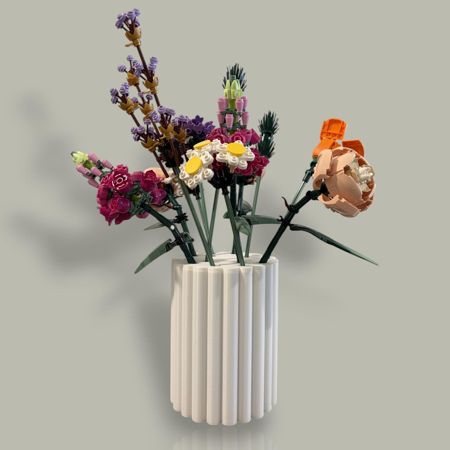 3D Printed Brick Flower Vase, Modern Ribbed Minimalist Decor, Botanical Bouquet Vase
