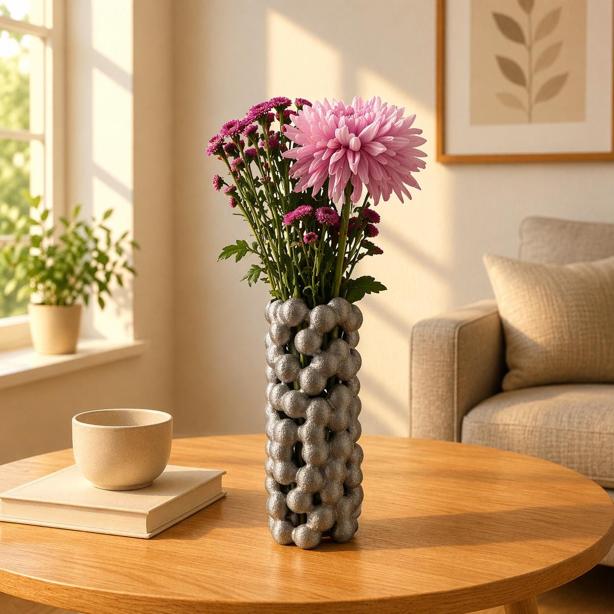 Organic Bubble Vase with Glass Insert | Modern Sculptural 3D Printed Decor