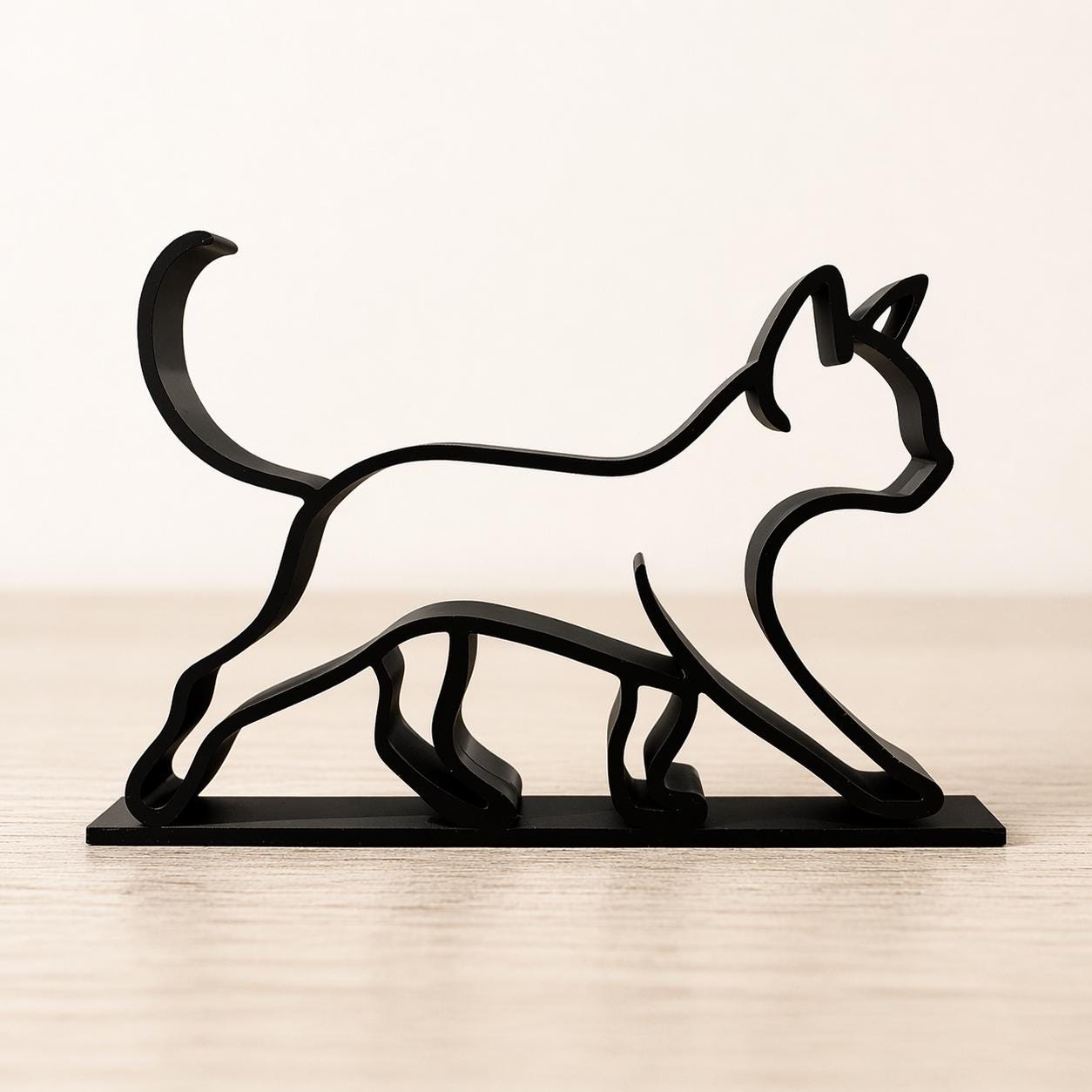 Minimalist Cat Sculpture | Modern 3D Printed PLA Decor, Abstract Art