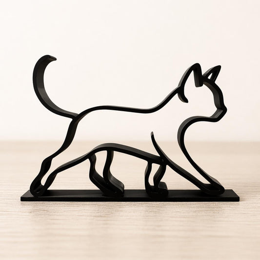 Minimalist Cat Sculpture | Modern 3D Printed PLA Decor, Abstract Art