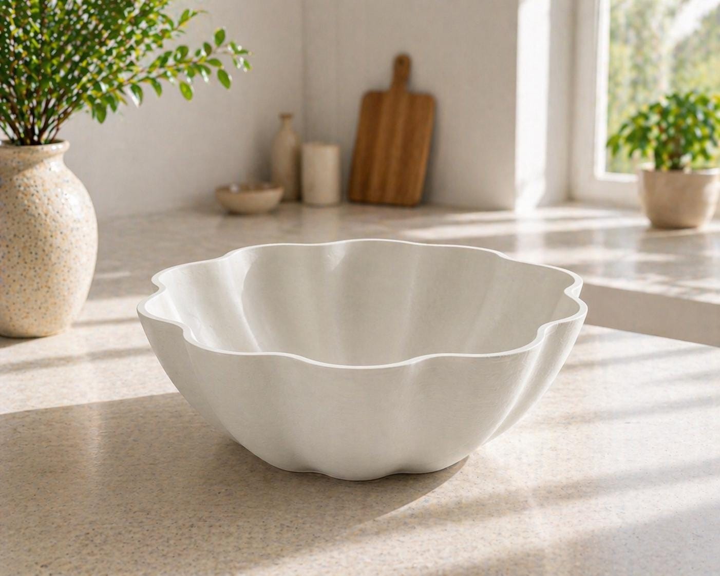 Modern Wavy Edge Fruit Bowl | Minimalist Kitchen Countertop Decor, PLA Filament Centerpiece