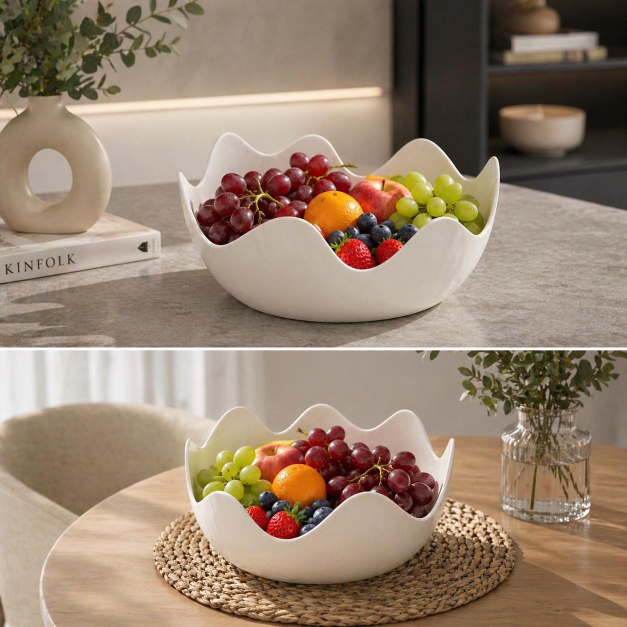 Modern Wavy Fruit Bowl | 3D Printed Decorative Countertop Centerpiece