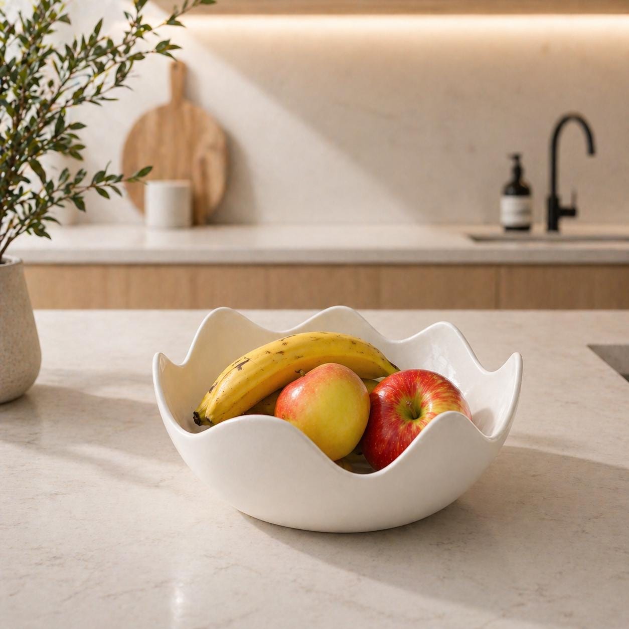 Modern Wavy Fruit Bowl | 3D Printed Decorative Countertop Centerpiece