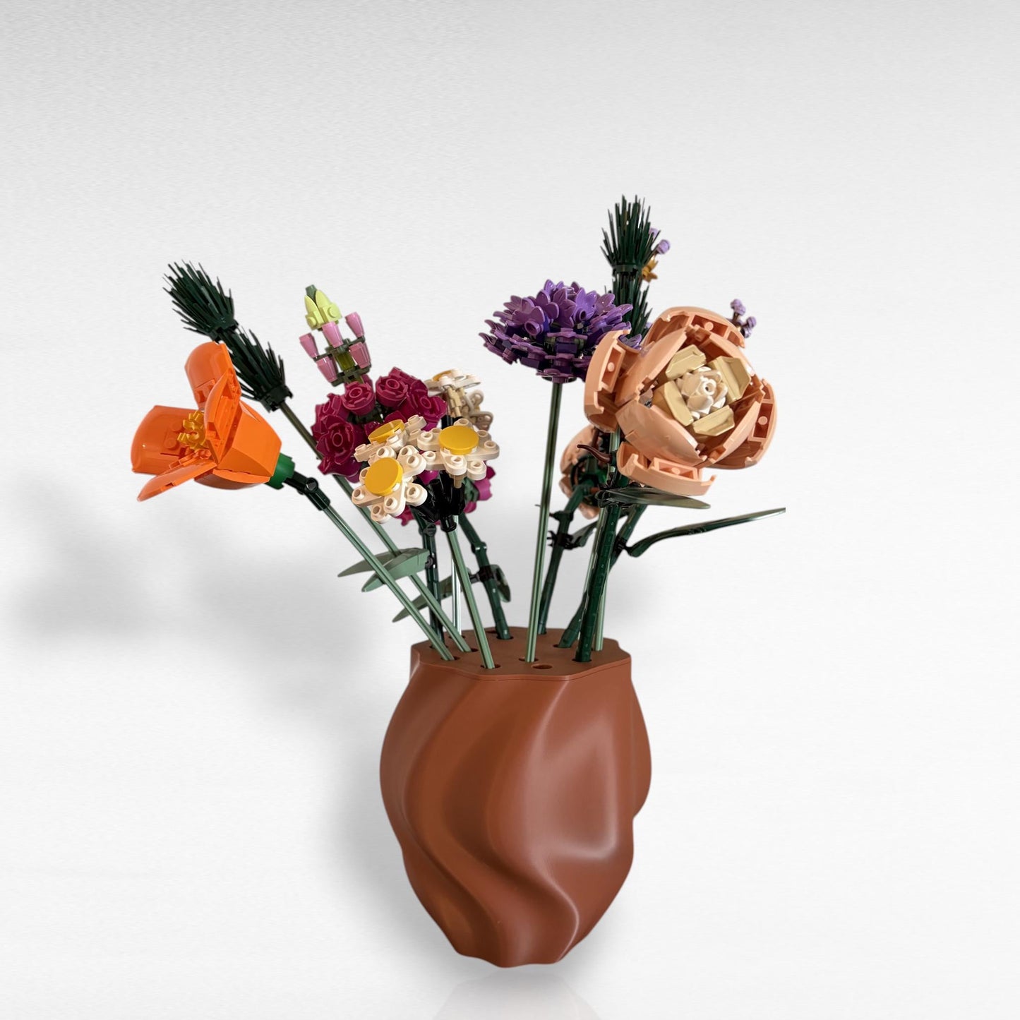 3D Printed Brick Flower Vase, Modern Minimalist Wavy Vase, Desk Decor, Botanical Bouquet Holder, Gift for Plant Lovers