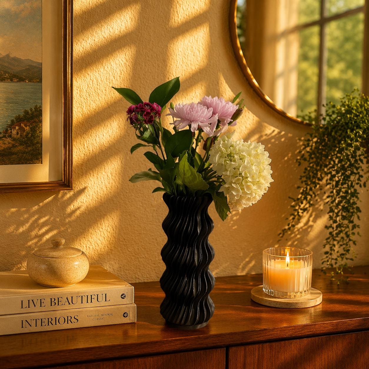 Tall 3D Printed Wave Vase | Modern Minimalist Sculptural Home Decor