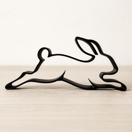 Minimalist Bunny Line Art Sculpture | 3D Printed Easter Decor