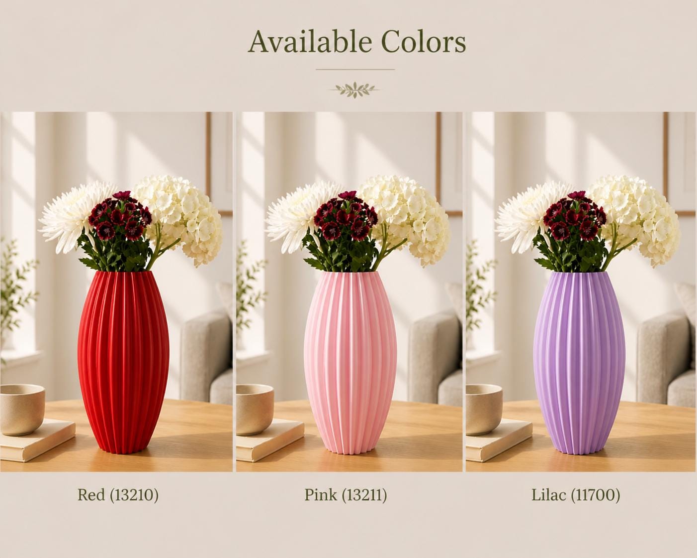 3D Printed Ribbed Black Vase | Modern Fluted Home Decor Flower Arrangement