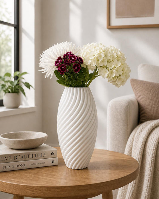 Modern Ribbed Vase | 3D Printed PLA Home Decor Centerpiece