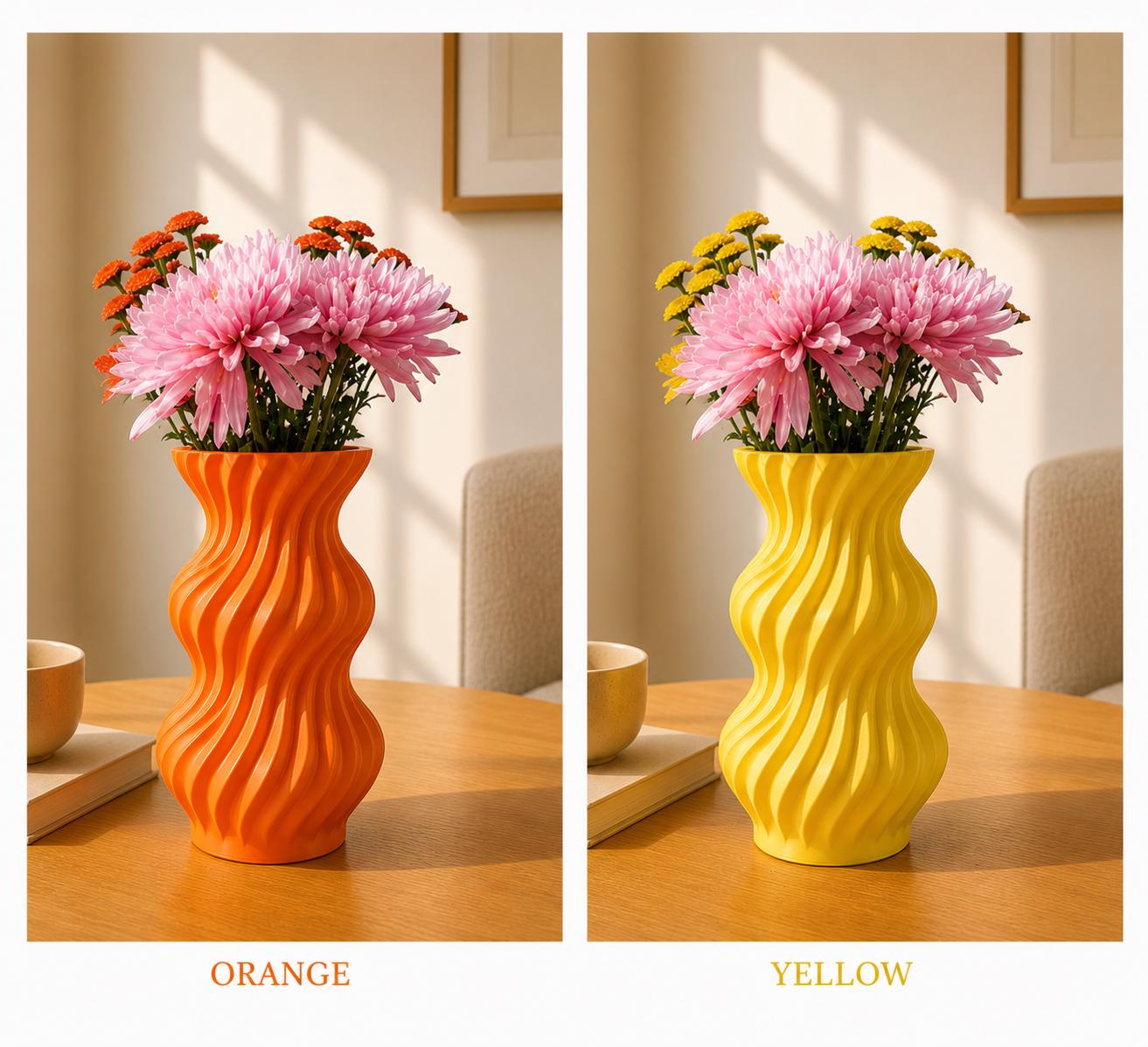 Modern Wavy Vase | 3D Printed PLA Flower Holder, Minimalist Home Decor
