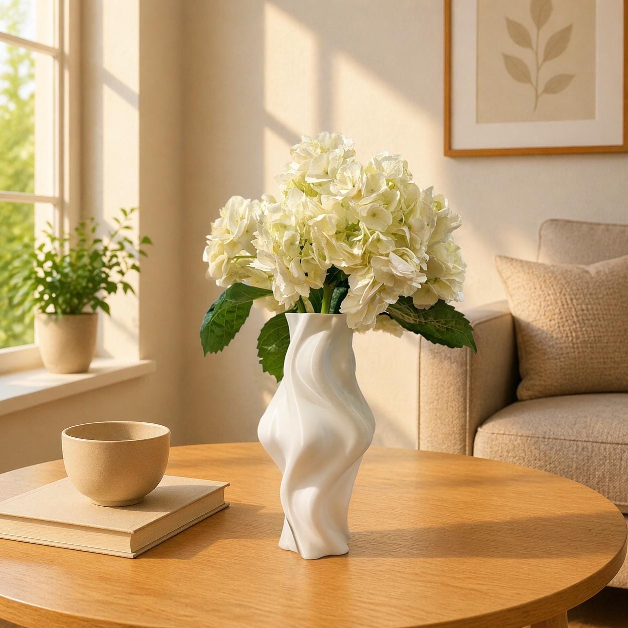 3D Printed Ribbed Vase | Sculptural Japandi Botanical Flower Holder