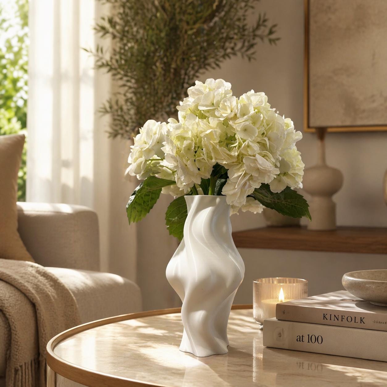 3D Printed Ribbed Vase | Sculptural Japandi Botanical Flower Holder