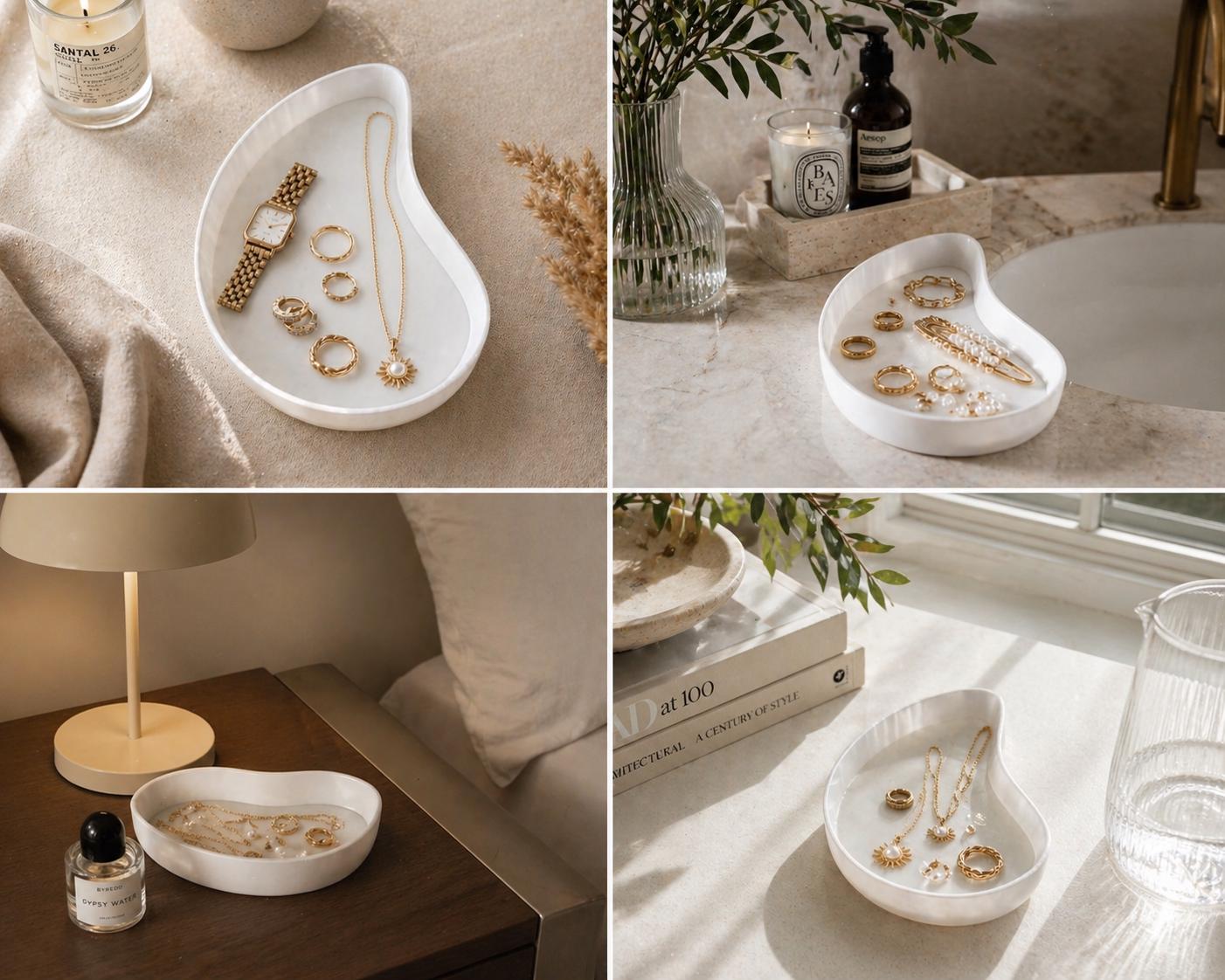 Modern Jewelry Dish | Minimalist Catchall Tray, 3D Printed Organizer