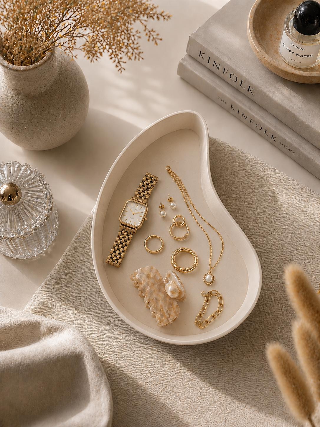 Modern Jewelry Dish | Minimalist Catchall Tray, 3D Printed Organizer