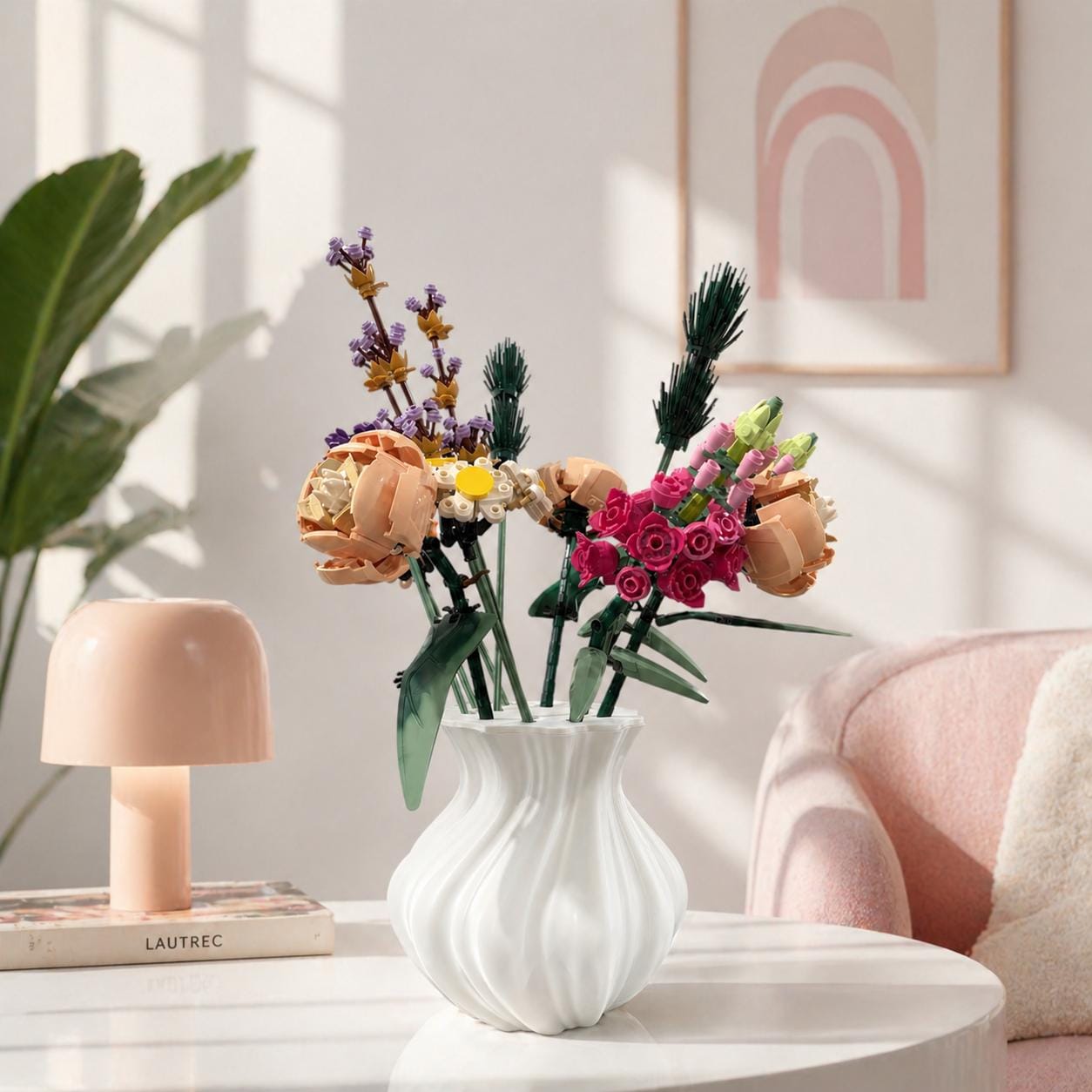 Modern Wavy Flower Vase, 3D Printed Vase for Building Block Flowers & Real Flowers, Sculptural Home Decor, Japandi Vase Gift