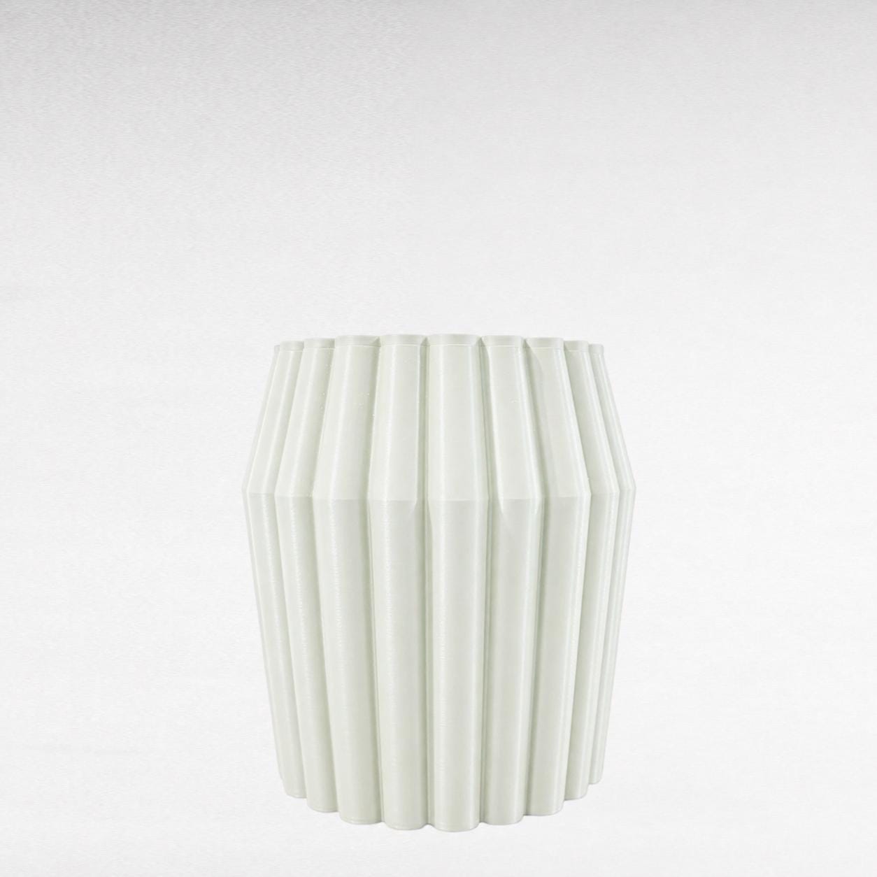 White Fluted Vase, 3D Printed Modern Decor, Building Block Flowers