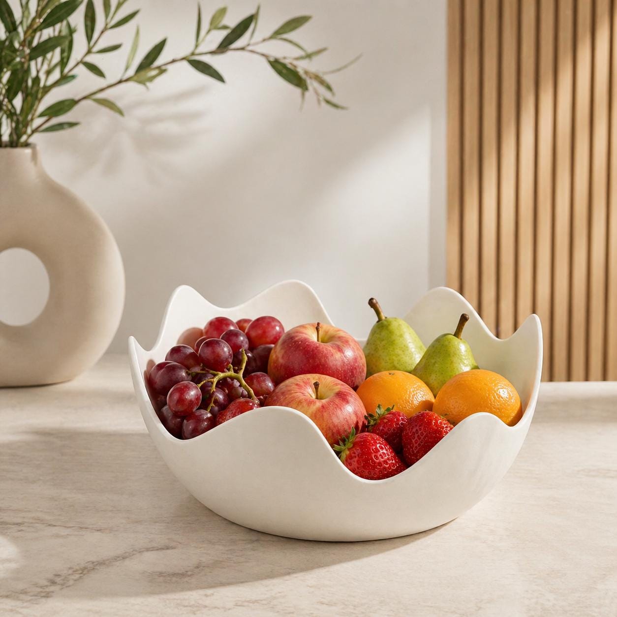 Modern Wavy Fruit Bowl | 3D Printed Decorative Countertop Centerpiece