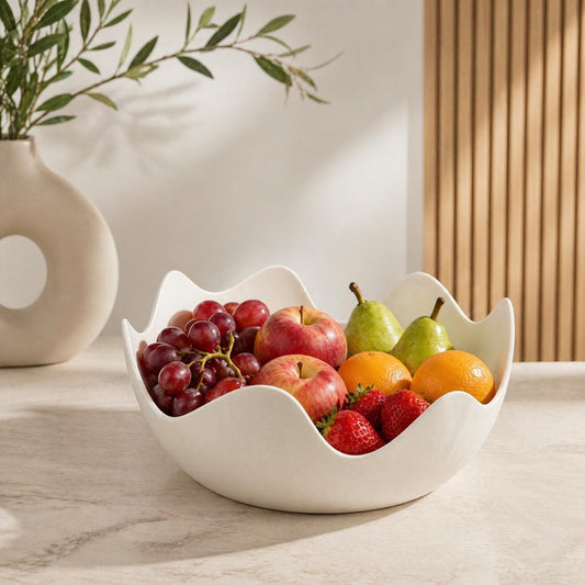 Modern Wavy Fruit Bowl | 3D Printed Decorative Countertop Centerpiece